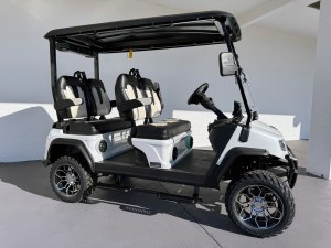 White Evolution D5 Maverick Forward Facing Golf Cart 01